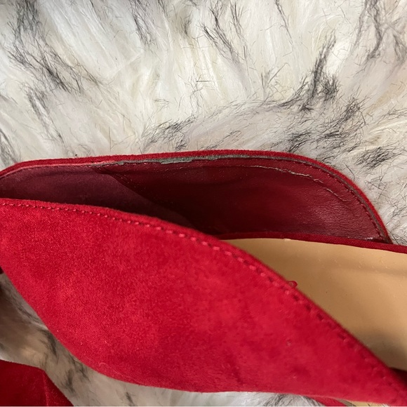 Red Faux Leather Shoes with bow - Picture 7 of 16